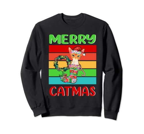 Merry Catmas Abyssinian Christmas Cat Kitty Funny Xmas Sweatshirt
