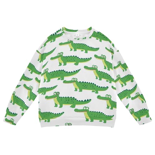 JUNZAN Green Crocodiles White Kids Boys Sweatshirts Hoodies Crewneck Kids Hoodies Boys Camping 4T
