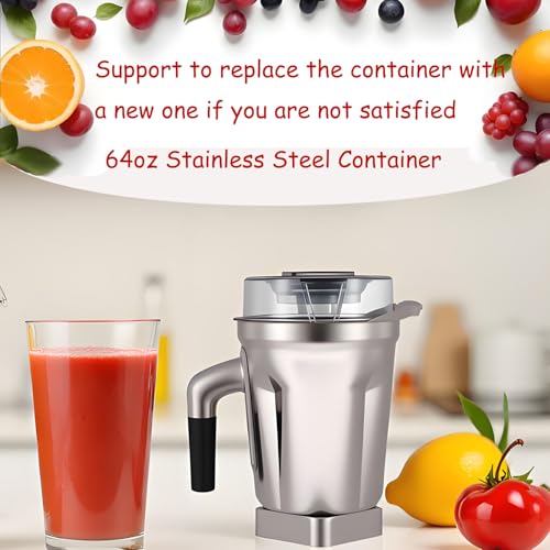 Image of Stainless Steel Container 64oz, Compatible with Vit 5200 5000 6300 Vm0103 Vm0197 E310 A2500 Classic /Commercial etc Series Blender, 64oz Stainless Steel Pitcher Jar Cup,5 Years Warranty