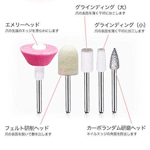 Amazon.co.jp: ネイルビット 5本セット アタッチメント ネイルマシーン 