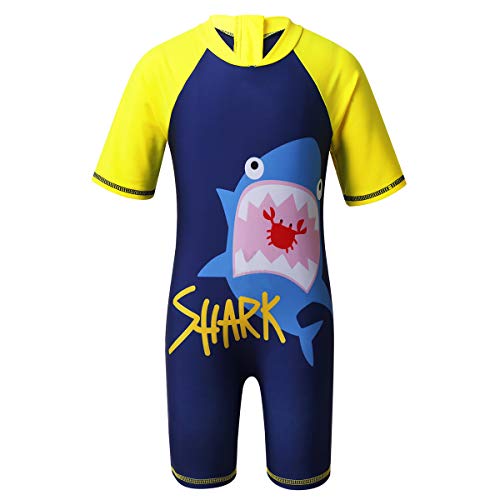 Image of Alvivi Kids Baby Boy Girls Short Sleeve Shorty Swimming Suit UV Sun Protective Zipper One Piece Swimsuit