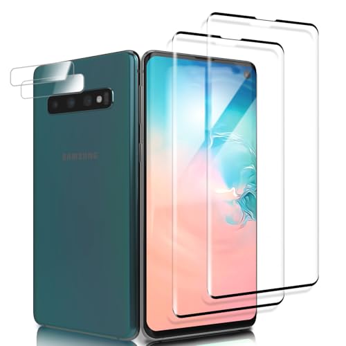 Schutzfolie für Panzerglas für Samsung Galaxy S10 2&2 Stück Fingerabdruck-ID Kompatibel mit Kameraschutz 9H Härte Folie HD Clear Displayschutz Schutzfolie Glas für Samsung S10