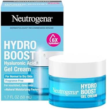 Neutrogena Hydro Boost Gel Cream, 48 Hr Hydration for Normal/Dry Skin, Fragrance Free, Face Moisturizer with Hyaluronic Acid, 1.7 oz. & Trial Size Hydro Boost Hydrating Gel Cleanser, 0.5 fl oz