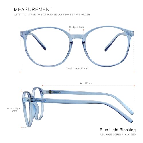 Image of Vintage Round Progressive Multifocal Presbyopic Glasses, Blue Light Blocking Glasses for Men Women Readers (Clear Blue,+0.75 /+3.25 Magnification)