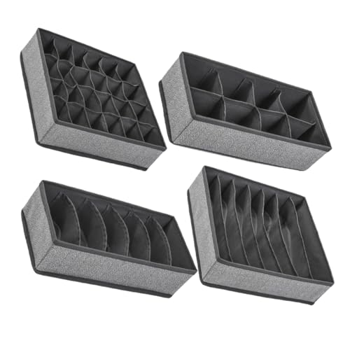 Vaguelly 4Piezas Organizadores De Cajones De Ropa Interior De Plegables Para Clasificación De Sujetadores Calzoncillos y Calcetines Almacenamiento Tela Para Armarios