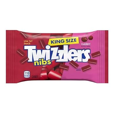 Twizzlers Cherry Nibs - Pack of 4 - Low Fat Snacks that Everyone is Sure to Love - King Size Delicious Cherry Gummy Candy