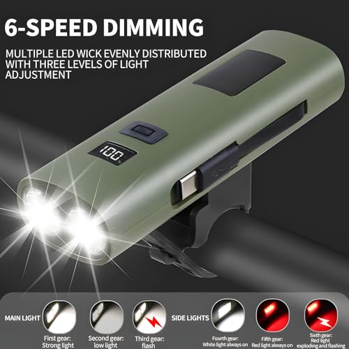 Bike Lights Front LED Torch, 500LM Super Bright, 1200mAh Type C Rechargeable Bicycle Headlight, 6 Light Modes, IPX4 Waterproof Smart Cycling Lights for Commute, Road Bike, MTB - Image 2