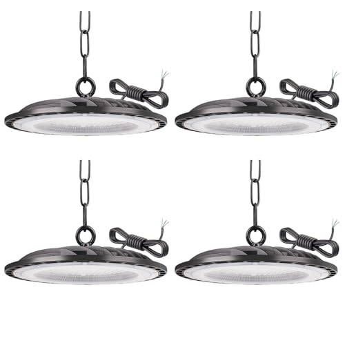 Tayire 100W Naves Industriales LED, 10000LM UFO Lámpara Alta Bahía IP65 Campana Industrial UFO Foco LED Taller Lámpara para Fábricas, Aeropuerto, Patio, Restaurante 4 Pack