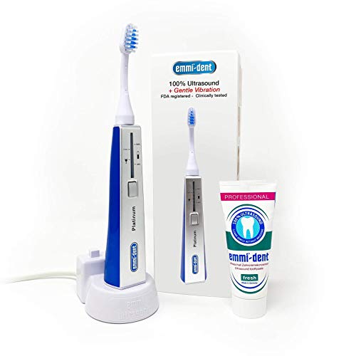 Emmi-dent Oral Waver Electric Toothbrush with 100% Ultrasound Technology. Cleans with a Gentle Vibration. Ideal for Sensitive Teeth, Plaque Removal and More! Includes Nano-Bubble Toothpaste