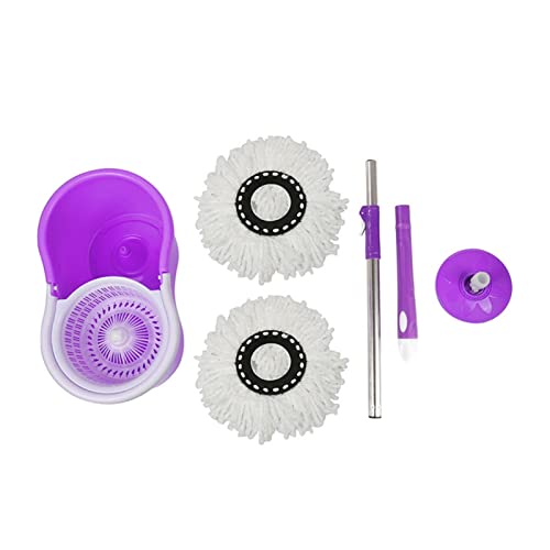 Mop/Flacher Bodenwischer Mops für Bodenreinigung Handdrücken Spin Mops mit Eimer Set Home Kitchen Bodenreiniger Abnehmbar mit Eimer Haushalt Saubere Werkzeuge Bodenreinigungssystem (Farbe: Lila)