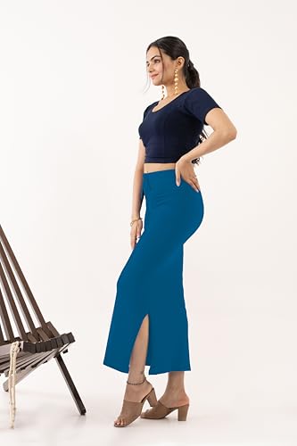 Image of DESI GIRL Cotton Lycra Stretchable Saree Shapewear Petticoat with Drawstring for Women | Fishcut Saree Petticoat with Side Slit for Easy Movement | Saree Shaper | Long inskirt