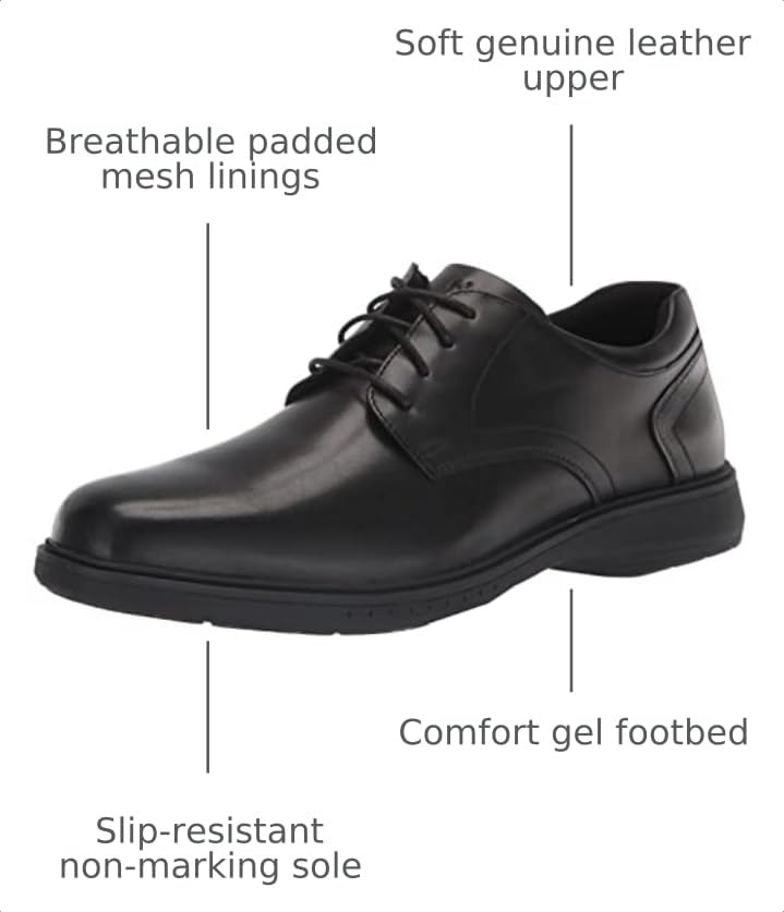 Image of Nunn Bush Men's Pro Plain Toe Oxford with Kore Slip Resistant Comfort Technology