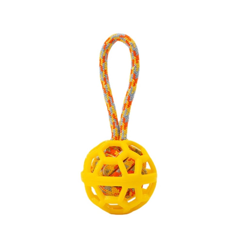 VONCYKI Bite Resistant Dog Toys Balls, Pet Hollow Toys Balls, Teething Training Pet Dog Toys (2,Yellow)