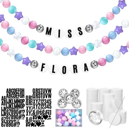 Simgoing Classroom Decor DIY Giant Friendship Bracelet Garland Teacher Table Banner Bulletin Board Kit with Letter Jumbo Ball for Back to School Birthday Party Supplies(Macaron)
