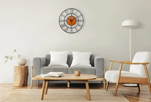 Image of Wall Clock Stylish Metal Analog Wall Clock for Living Room, Bedroom, Office, Kitchen, Home and Hall | Antique Fancy Big Size Modern Wall Watch (Black(ST-4WOODEN), 60 CM)