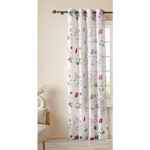 Image of HOMEMONDE Sheer Printed Curtain 6 Feet Window - Light Filtering Transparent Panels with Eyelet for Home Decoration, Pack of 1 - (Multicolor, 72 Inch)
