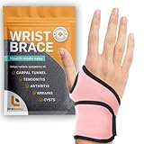 BracEasy Wrist Brace: Left & Right Hand Wrist Brace/Wrist Support Wrist Wraps - Carpal Tunnel Wrist Brace for Night Support - Wrist Brace for Wrist Pain; Hand Brace; Wrist Guard [Pink; Single]