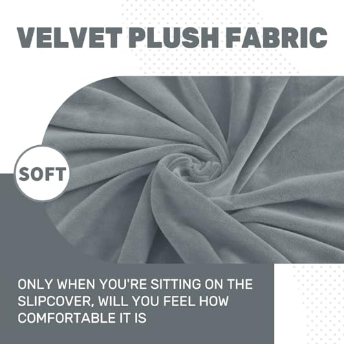 Image of ZNSAYOTX Stretch Velvet Recliner Cover 4-Pieces, Thick Soft Recliner Chair Slipcover with Pocket, Non-Slip Elastic Bottom for Kids Pets, Luxury Plush Reclining Protector Comfy Washable (Light Grey)