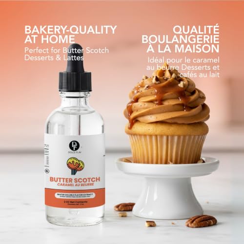 Image of Dolce Flav Natural Butterscotch Extract | 2 oz | Baking Flavor Concentrate for Coffee, Blondies & Puddings - Highly Concentrated, Included Measured Pipet