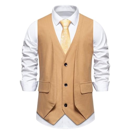 Gilet de costume homme col V gilet sans manche coupe ample noir