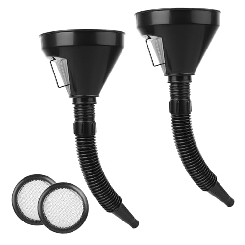 2 Pcs Embudo Aceite Motor, Embudo Gasolina con Manguera, Embudos para Coche, Embudos de Aceite con Colador para taller, llenado de vehículos, automático