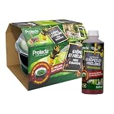 Protecta® Piège à Guêpes & Frelons + Attractif Inclus – Jusqu’à 4 Recharges (= 3 Semaines Chacune) – Kit Complet Prêt à l’Emploi – Piège Frelons Asiatiques & Mouches – Jardin, Terrasse, Camping