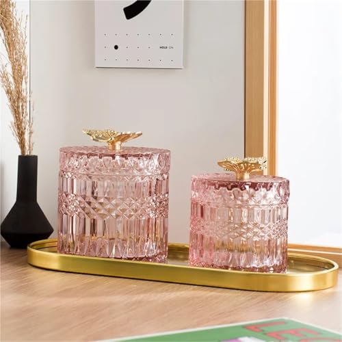 Tarro de cristal con mariposa para organizar algodones en el tocador 4