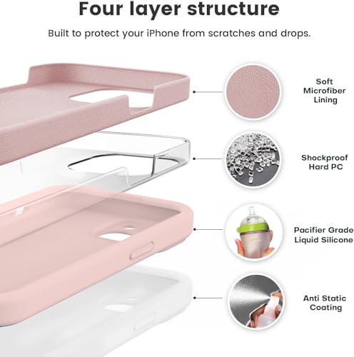 Image of DIZORO Square Candy Liquid Silicone iPhone Case Cover Compatible for iPhone 13, All Cube Series with Microfiber Lining Compatible iPhone 13 (6.1 inch) - Pink