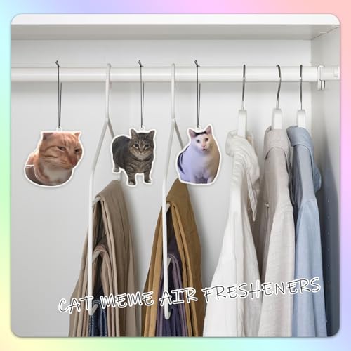 Image of 6Pcs Funny Car Air Freshener for Women Girls Men Cute Freshener Ornaments Cat Meme Funny Personalized Car Hanging Accessories Cat Car Accessories