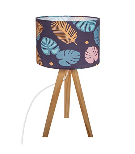 Atmosphera - Lampe à Poser en Bois H 46 cm Elne Jungle Pop