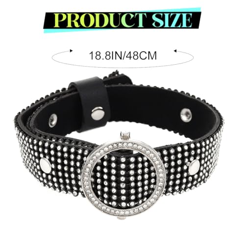 ACEDRE Black Rhinestone Choker Necklace Leather Gothic Thick Collar for Women2