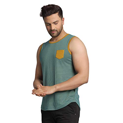 Image of RIGO Men's Striped Slim Fit Vest (SD01211054 Green