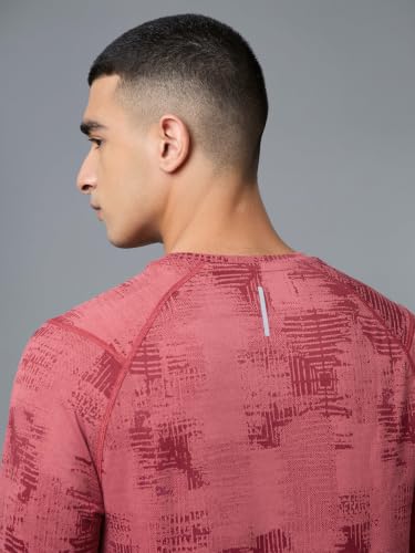 Image of TECHNOSPORT Men's Slim Fit All Over Print Jacquard Crew Neck Full Sleeve T-Shirt, Quick Dry Activewear Tee with UPF 50+ Sun Protection for Gym, Running, Sports & Everyday Wear