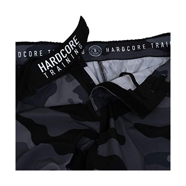 Hardre Training Night Camo 2.0 Fight Shorts Men's Boxing MMA mbat BJJ Grappling Fitness Muay Thai Kickboxing No Gi (3X-Large), Black Grey