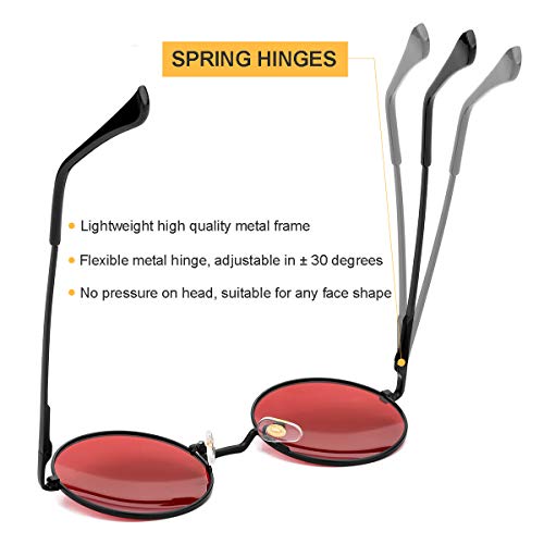 Gleyemor Polarized Round Sunglasses for Men Women Hippie Small Circle Glasses Red Yellow Lenses4