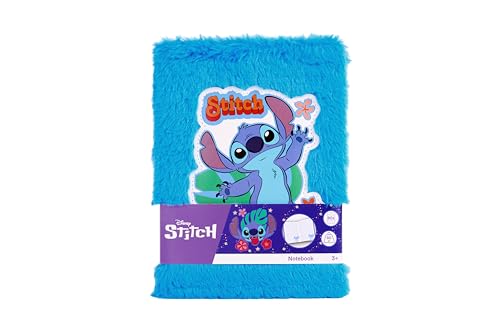 Stitch Notizbuch Plüsch A5 Blau | Flauschiges Tagebuch für...