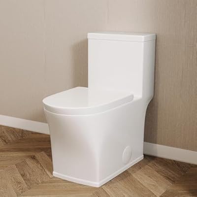 DeerValley Elongated One Piece Toilet, Dual Flush 0.8/1.28 GPF, Comfortable Seat Height, Powerful & Quiet, 12" Rough-In (1.28 GPF Side Flush)
