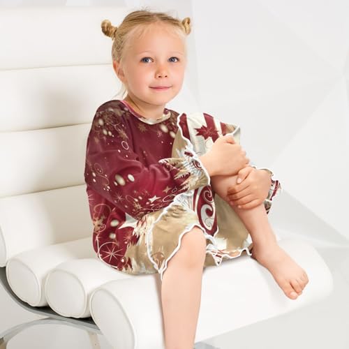 Bolaz Nightgowns Sleepwear Lightweight Nightdress Soft Pajamas Dress Christmas Trees and Snowflakes for 3-10 Years4