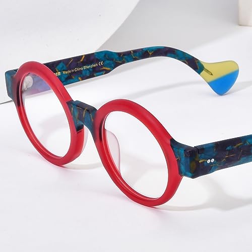 Image of HEPIDEM Multicolor Acetate Glasses Frame Women Oversize Vintage Round Eyeglasses Optical Spectacles 9271