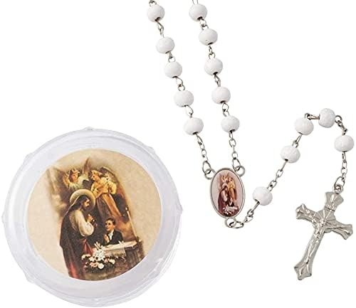 Miniatura 2 de Alitaver 12 piezas de recuerdos de fiesta de bautismo de madera perfumada blanca Rosario Guardián Ángel Bebé Ángel Nuestra Señora de Guadalupe San
