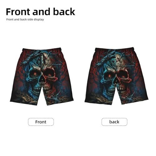 Dark Evil Skull Dead Satanic Abstract Boys Swim Trunks Swim Board for Teen Kid Shorts Surf Swimming Beach Trunks Small Black4