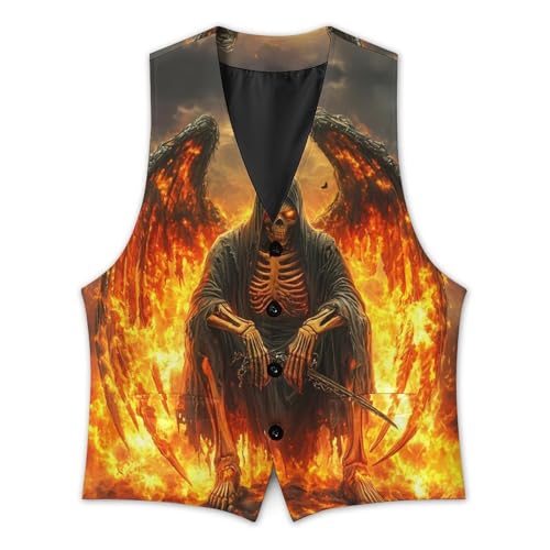Flaming Death Mens Slim Fit Suit Vest Dress Waistcoat Casual Business Vest3