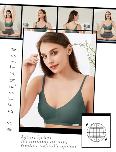 Image of Livona Lace Bralette for Women - Comfort Sports Bra Wireless Padded Bralette with Support Workout Tops Cami Crop S-XXL