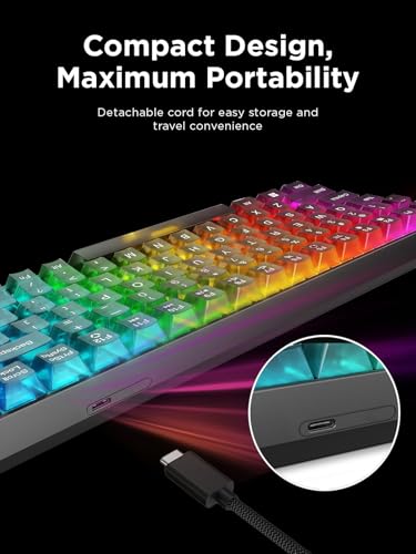 Image of Lenovo Legion K510 Mini Pro Wired Mechanical Gaming Keyboard - 75% Compact Design, RGB Illumination, Hot-Swappable Mechanical Switches, Programable Keys
