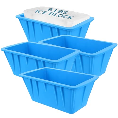 (4 Pack) Ice Block Form Makes 32 Lbs. Ice Cube 10