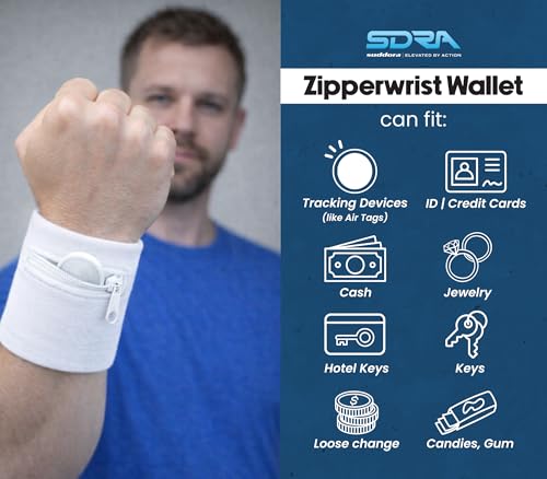 Image of Suddora Zipper Wrist Pouch - Sweatband /Wristband Wallet for Keys, ID, Cards, Cash
