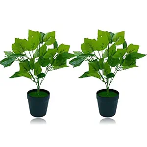 Tdas Artificial Plant with Pot for Home Decor Items Decoration Decorative Plants Flower Items for Living Room Balcony Hall Bedroom Office Outdoor Indoor - 33 cm, Two Pieces (Design3)