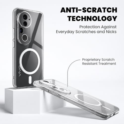 Image of DIZORO Crystal Clear Magnetic Compatible with Vivo T4R 5G / iQoo Z10R 5G / Vivo V50 5G / V50e Back Cover case with Anti-Yellow (Compatible with Magsafe) Anti-Scratch | Shockproof Transparent Cover