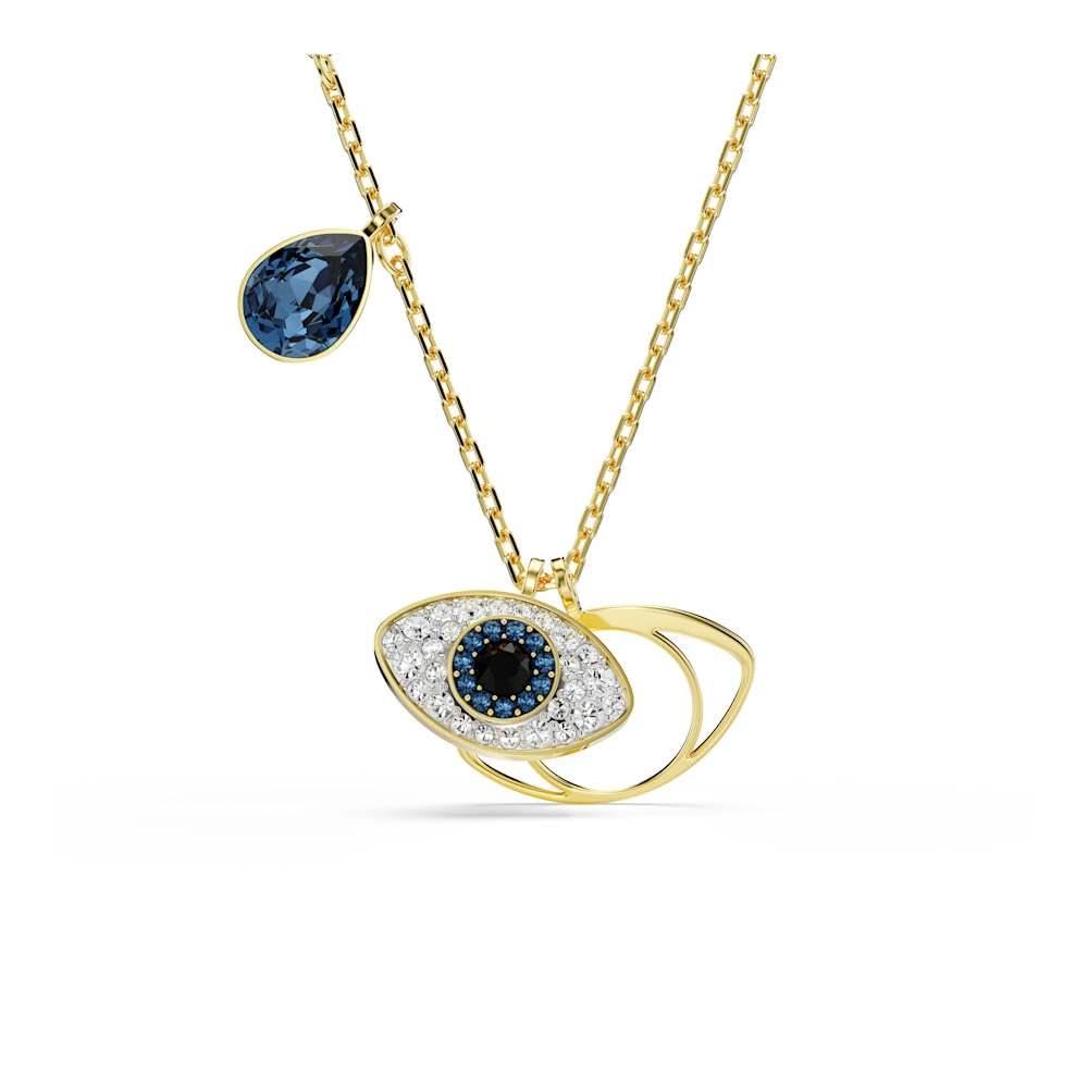 Swarovski Symbolica Gold Blue Crystal Evil Eye Pendant Necklace