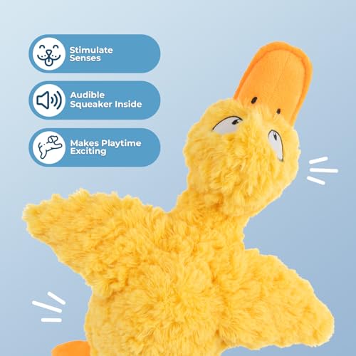 Image of Best Pet Supplies Interactive Squeaky Dog Chew Toy, Ideal Dog Toys for Chewers, Small, Medium & Large Dogs, and Fetch Lovers - Ducky Doodle (Yellow), Small